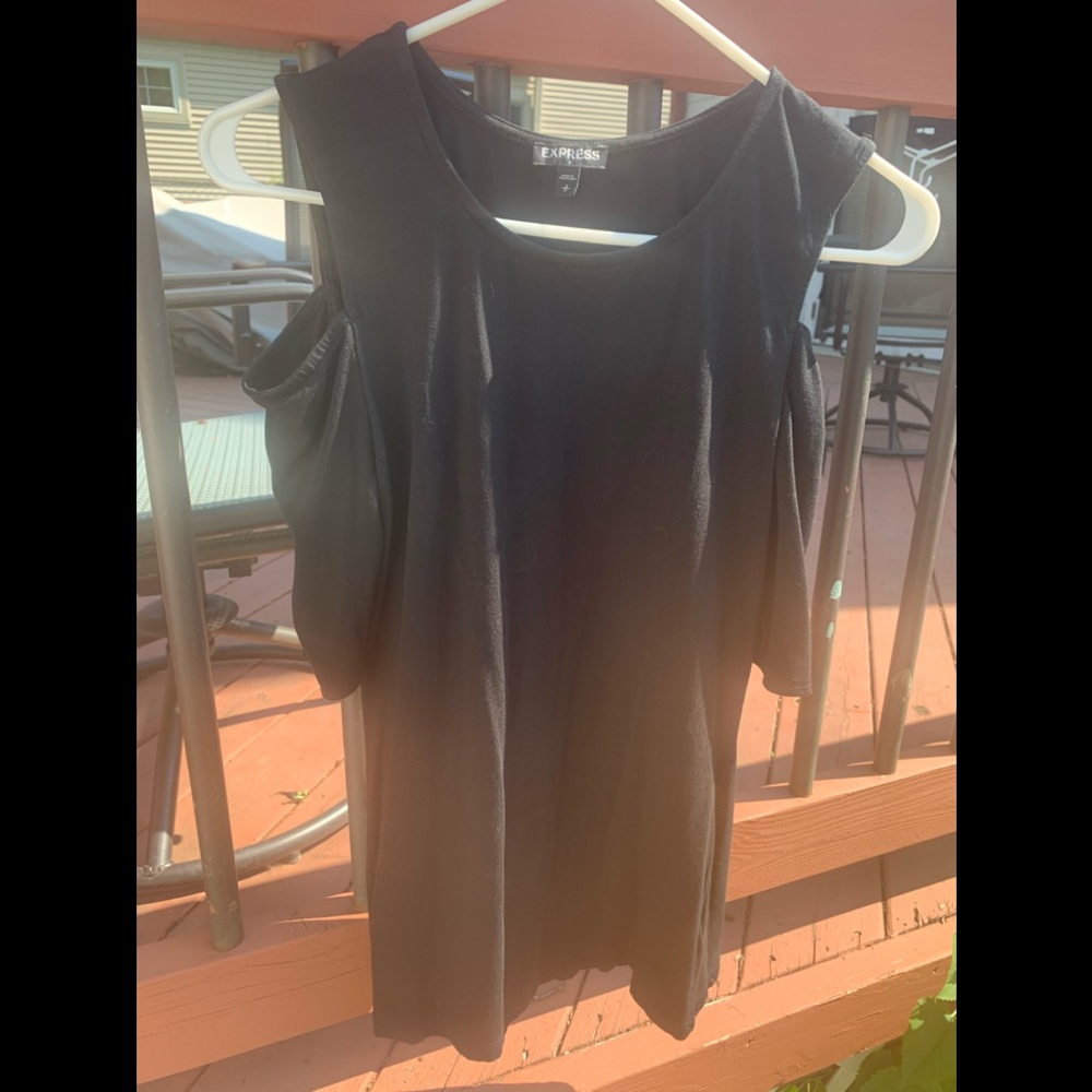 Black cut out shoulder shirt